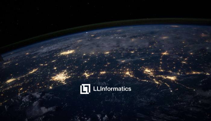 Nasa picture of Earth at Night, LLinformatics logo on top